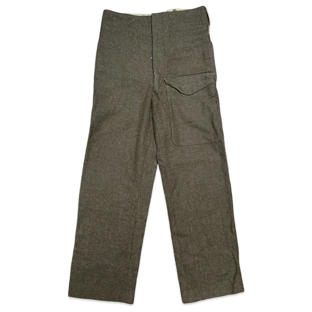 Vintage 1950s Battle Trousers Wool Button Fly 50s 1955 Army Military True VTG